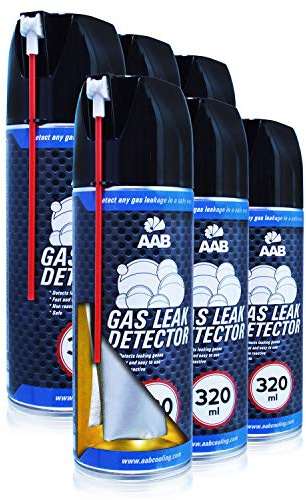 AAB Gas Leak Detector 320ml - Set di 6 Pezzi - Lo spray funziona in qualsiasi posizione, Rilevatore gas GPL, Rilevatore Fughe Gas Metano, Rilevatore Fughe Gas, Rilevatori GPL, Rilevatori Fughe Gas