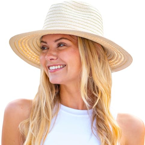 Panama Jack Womens Sun Hat - Paper Braid Straw Safari Sun Protection Hat Natural
