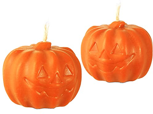 NKlaus Kerze aus Bienenwachs, Orange, Halloween, 4,5 x 6,5cm, 2 Stück