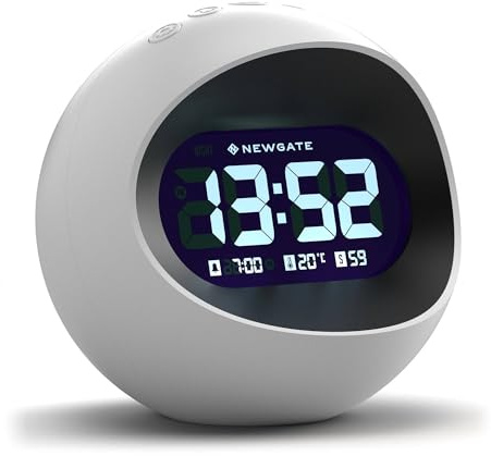 NEWGATE® Digital Center of the Earth Väckarklocka - Sängklocka - Mantelklocka - Bordsklocka - Digital klocka - Digital väckarklocka - LCD-skärm - Kontorsklocka (Vit)