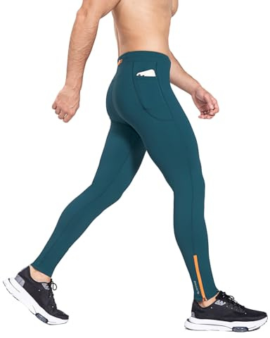 BALEAF Leggings Termici Uomo Invernali Pantalone Impermeabile da Ciclismo Corsa Paleastra con Tasche Blu L