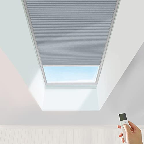 TIPIACE Tende a nido d'ape motorizzate con filo rigido, in tessuto impermeabile, per lucernario, dimensioni personalizzabili (colore grigio scuro L 60 x L 150 cm)