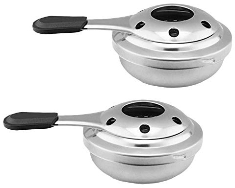 LNJ Alkoholbrännare – Fondue brännare av rostfritt stål pastbrännare tillbehör spritkokare brännpasta alkohol mini chokladost kastrull brännare alkoholkök för camping (2 stycken)