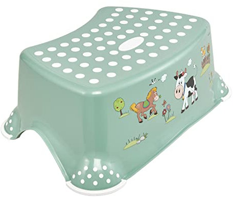 keeeper Funny Farm Tritthocker, Ab ca. 3 bis ca. 14 Jahre, Anti-Rutsch-Funktion, Tomek, Nordic Green