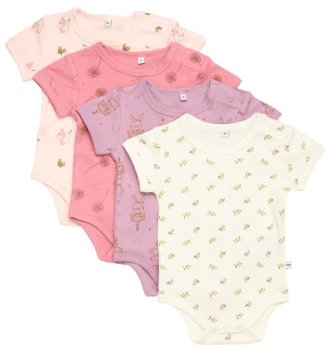 PIPPI Unisex Baby Body SS AO-tryckt (4-pack) formande body, 86, Detaljer:, 86