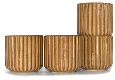 Saumo 4 er Set 180 ml Hochwertige Handgefertigte Kaffeetassen/becher aus Keramik – Kaffeetasse/Teetasse ohne Henkel – Ideal als Cappuccino, Latte Macchiato, Kaffee, Tee, Becher/Tassen