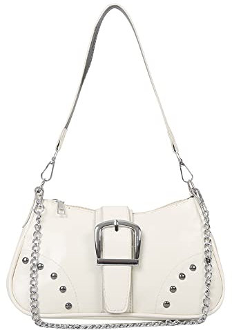 Kleine Schultertasche Geldbörse für Damen Y2K Hobo Handtasche Trendige Clutch Geldbörse 90er Y2K Taschen für Frauen, A02-weiß