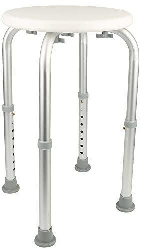 Duschhocker, Badhocker – Füße aus robustem Aluminium und rutschfesten Füßen – für Senioren, Senioren und Behinderte (32 x 32 x 36 – 54 cm)