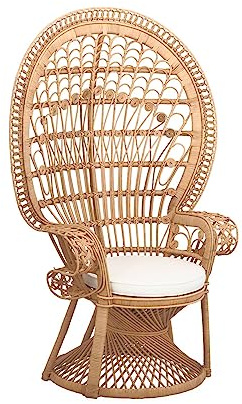 sweeek - Vintage-Sessel aus Rattan, mit Sitzkissen, Mahe, B 110 x T 60 x H 150 cm