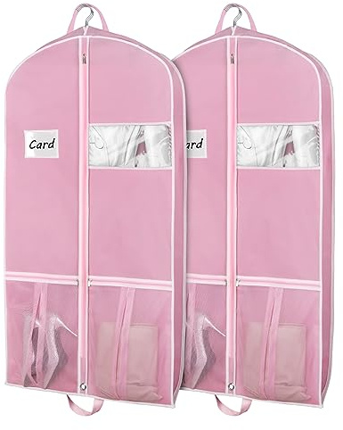 Zilink 43 Garment Bags for Travel for Women Carry on Suit Bags for Travel and Storage Gusseted Hanging Garment Bags with Handles for Coats, Jackets, Shirts,Dresses, Pink