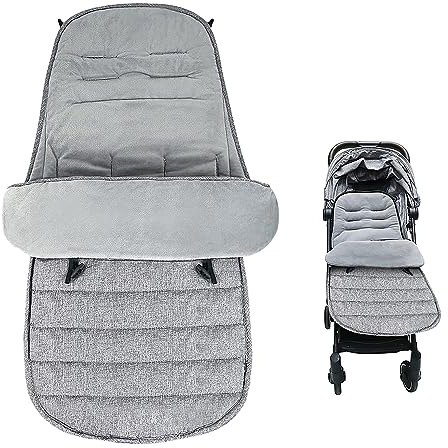 Lotvic Cosytoes Chancelière universelle 4 en 1 pour poussette, sac de couchage coupe-vent et imperméable, doublure en polaire épaisse, chaude pour poussette, landau (gris)