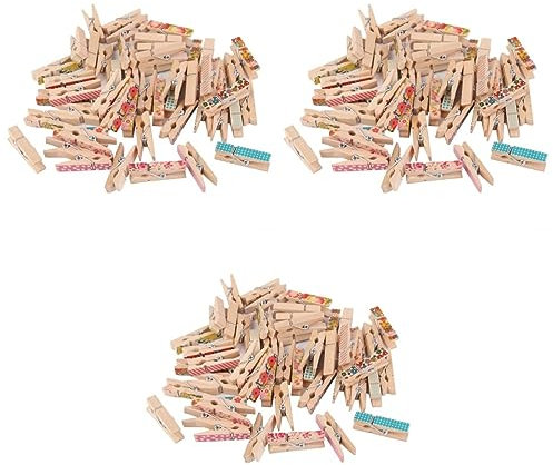 Cabilock 150 Stück Mini-Wäscheklammern Mini-Wäscheklammern Aus Holz -Klammern Für Foto- Clip Federbelastete Nadel Holzklammern Bemalte Holznägel