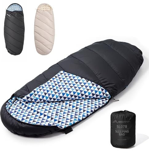 BISINNA Flanell-XL-Schlafsack (630 g/m²) für Erwachsene, warmes und kaltes Wetter, Schlafsack für 3–4 Jahreszeiten, mit 100 % Baumwollfutter, großer Schlafsack für Wandern, Rucksackreisen, Reisen,