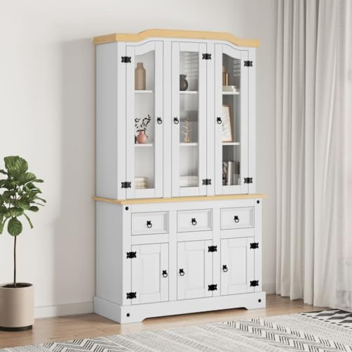 FAMIROSA Highboard Corona White 44.1x16.9x77.2 Solid Wood Pine,54.4 KG,355086