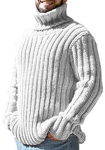 Générique Pull Col Roulé Homme Hiver Chaud Pullover Ajusté Manches Longues Moderne Serré Col Montant Thermal sous-Pull Pas Cher Coupe Vent Sweat Tricot Pull De Noel Confort T-Shirts