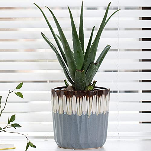 Große runde Pflanztöpfe für den Garten, Blumentopf, Pflanzgefäß, großer Rhombus-Übertopf mit Flussglasur, Terrassen-Blumentopf, Kübel, Kaktus-Aloe-Pflanztöpfe (30 cm)