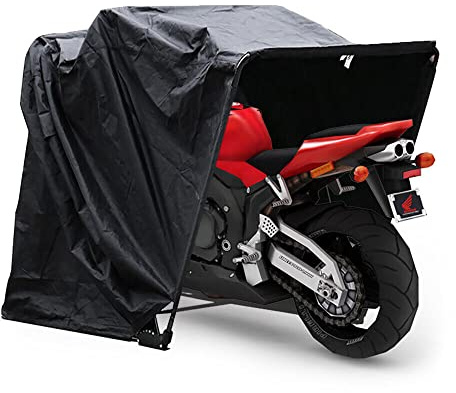 Motorrad Abdeckplane, 270 X 105 X 155 cm Zeltgarage Motoguard,Schutzplane 600D Oxford Stoff Motorradabdeckung, Motorradplane Wasserdicht Winterfest, Motorrad Garage Outdoor