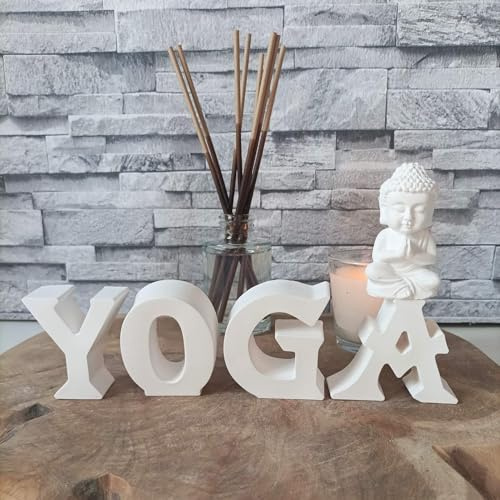 Schriftzug Yoga - Buddha Figur - Spirituelle Deko - Spirituelle Geschenke