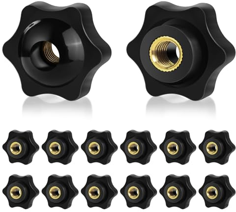 14 Piezas Tuerca De Perilla M8, Negro Perilla Estrella Universal Tornillo Con Palometa, M8 x 32mm Estrella Sujeción Tuerca Perilla Surtido para Máquinas Herramientas, Muebles y Equipos Electrónicos
