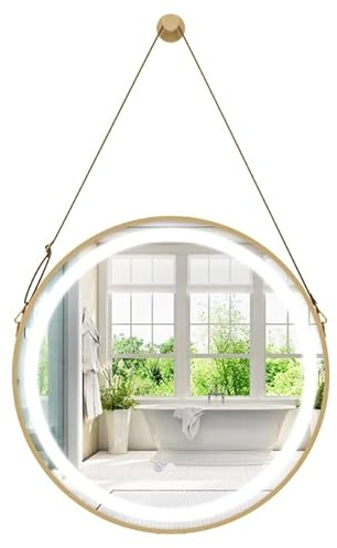 RELAX4LIFE Miroir LED Salle de Bain Rond, 3 Couleurs, Intensité Variable | Miroir Lumineux Salle de Bain Antibuée avec Interrupteur Tactile, Mural ou Suspendu