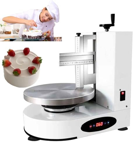 Kindevieft Cake Decorating Coating Machine, Cake Butter Cream Spreading Machine with Electric Adjustable Speed Turntable, 20-150RPM Rotating Speed, Suitable for 4-12in Cakes,White