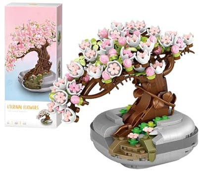 Sakura Tree Mini Building Blocks,426 pcs Flowers Bonsai Micro Building Bricks, Creative DIY Simulation Flower Botanical Collection Construction Building Toy