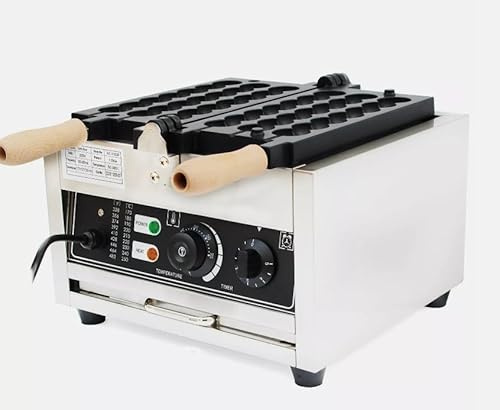 Mini máquina de hacer gofres en forma de huevo para hacer panqueques y gofres en restaurantes rápidos, negro y plateado, 37,5 x 33 x 22,5 cm