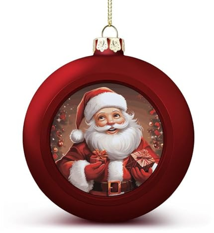Weihnachtsbaumkugel-Ornamente, roter Weihnachtsmann, Weihnachtsgeschenke, bedruckte Weihnachtskugel, Weihnachtsbaum-Hängedekorationen für Urlaub, Hochzeit, Kamin, 2 Stück