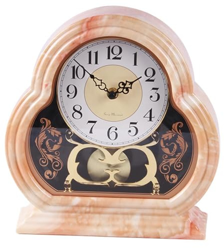 Orologi da camino, orologio da camino silenzioso da 10 pollici, orologio da tavolo vintage con pendolo, alimentato a batteria, con movimento silenzioso, per camino, ufficio, scrivania, scaffale e arre