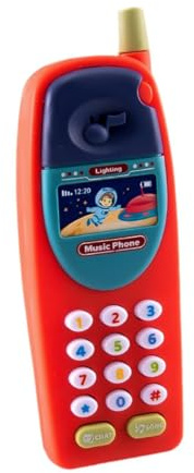 MagiDeal Teléfono Falso para niños, Juguete Interactivo para teléfono de bebé con Efecto de Sonido, Juguete Musical con Sonidos de bebé, Juguete para teléfono, Rojo
