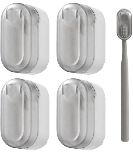Souvik Soporte Cepillo de Dientes Eléctrico, Porta Cepillo de Dientes Mural con Tapa, Soporte Cepillos Auto-Adhesivo, Organizador Higiénico y Resistente al Agua para Baño