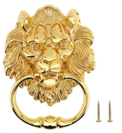 VQZYKDA TüRklopfer 6-Zoll-Türklopfer, klassischer Vintage-Retro-Heimdekor, Wandbehang, Dekoration, Torgriff, Zugtürring, Klopferknöpfe Door Handle FüR Schrankschubladen Garagentorgriff(Gold)