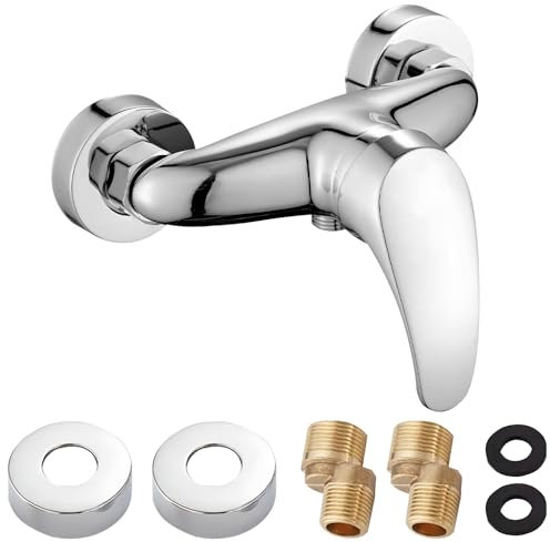 LEKEFETO Miscelatore monocomando per doccia, rubinetto doccia argentato, beccuccio G ½, valvola in ceramica, nucleo monocomando