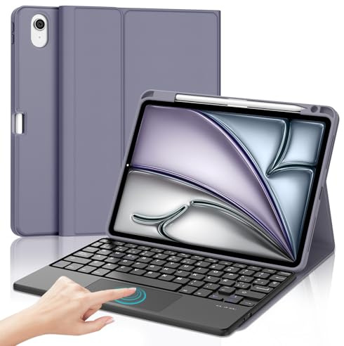 WINCHKING Teclado para iPad Air 11 Pulgadas (M4/M3/M2) 2026/2025/2024 & Air 5/4 Gen 10.9”, Bluetooth Funda Teclado para iPad Pro 11 Pulgadas (4/3/2/1 Gen.), QWERTY Español Ñ, Lavanda-Touchpad