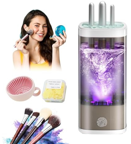 IUHFSIFS Elektrischer Pinselreiniger für Make-up, 10-fache Reinigungskraft mit Motor-Upgrade, Leicht zu Bedienen (Grau) - Makeup Brush Cleaner für Pinsel & Kosmetikwerkzeuge