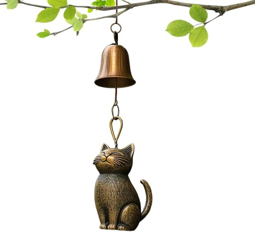 Katzen-Windspiel, süßes Katzen-Gedenk-Windspiel, Vintage-Tier-Hängedekoration für draußen, lustige hängende Gedenk-Windspielglocke, kreative Gartendekoration für Tierliebhaber