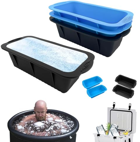 Isbitar för isbad, extra stor isblocksform, 4 stycken isbitsform silikon, återanvändbara isbitar, långsam smältning för frys, isbad, kallvattenbad och kylrum