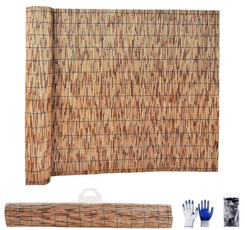 Bambus Sichtschutzzaun, Schilfrohrzaunrollen 30cm 50cm 80cm 180cm Hoch, NatüRlicher Gartenzaunteiler Schilfrohrmatte Für Terrasse, Außenbereich, Balkon, Garten, Hinterhof(Brown Color)