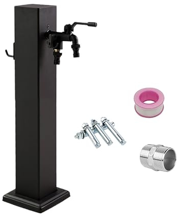 YUE JJXN Fontana da Giardino Esterno in Acciaio Inox 304, Colonna d'Acqua in Metallo per Fontana da Giardino, Rubinetti da Esterno per Irrigazione e Lavaggio(60x8cm/24x3in)