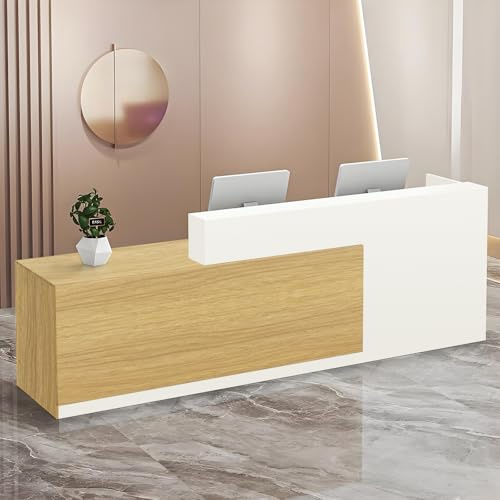 UULBDCD Empfangstheke Holz Modern Empfangstresen Theke Rezeption Tisch, Verkaufstheke Rezeption Mit Schublade Und Offenen Regalen, 100–180 cm Rezeptionstheken Für Salon Hotel Büros Lobbys Geschäft