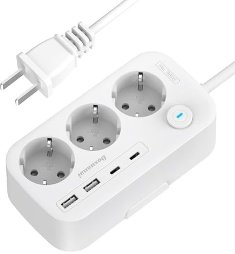 Doxuanai Japan Adapter Steckdose, Adapter USA Deutschland Stecker mit 3 Fach und 4 USB(2 USB C), Steckdosenadapter USA, Reiseadapter Typ A mit 1,5M für EU zu Amerika/Japan/Kanada/Mexiko