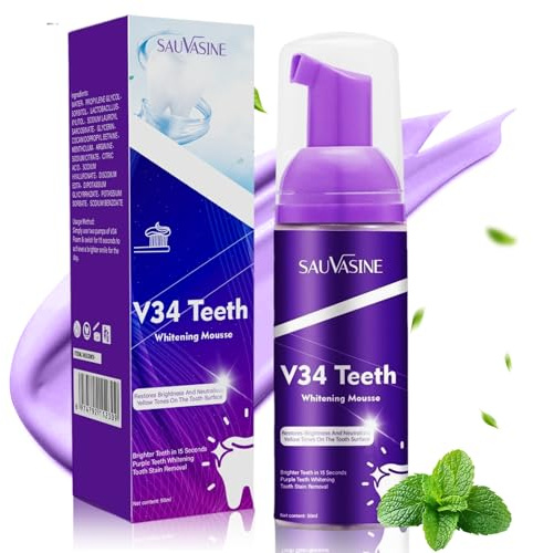 50ml Mousse Dentaire Éclat Blanc, Mousse Blanchissante, Dentifrice Blanchissant, Soin Éclatant, Pour un sourire radieux et des dents visiblement plus blanches, Action efficace contre les taches