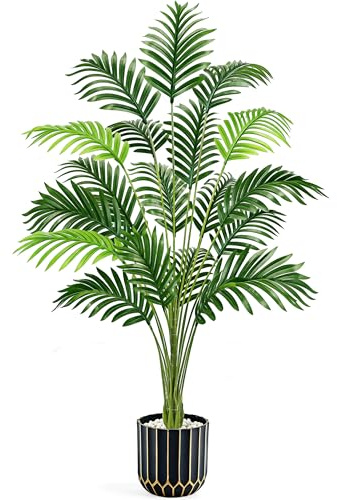 Der Rose 44 Fake Palm Tree Artificial Tree Faux Plant for Indoor and Outdoor Home Office Living Room Porch and Balcony Decor