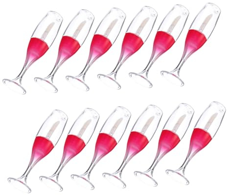 IWOWHERO Botellas Rellenables Forma Copa de Vino 12 Piezas 8ml Tubo Brillo Labial Plástico Rojo para Niñas Uso Cosmético Portátil Tapa