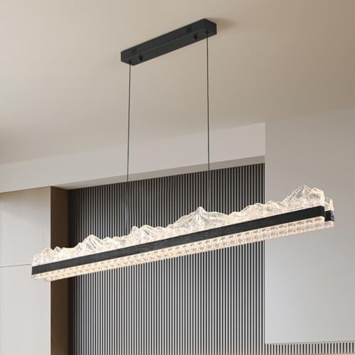 120cm LED Pendelleuchte Esstisch, Modernes Lineares dimmbare Hängeleuchte Esszimmer mit Fernbedienung höhenverstellbar Decken-Hängelampe LED Esstischleuchte Esszimmerlampe Schwarz led Deckenleuchte