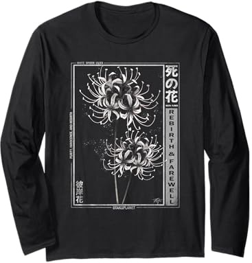 Giglio Bianco Ragno in Giapponese Grunge Anime Floreale estetica Maglia a Manica