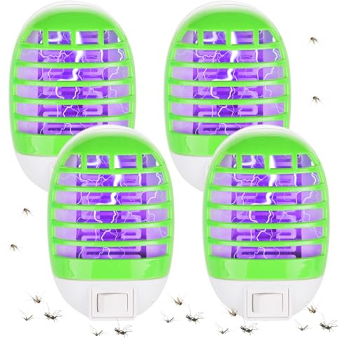 Mineup Insektenvernichter Elektrisch, 4 Stück Steckdosen-Insektenvernichter mit UV-Licht, Mückenstecker, Elektrisch Insekten Mückenfalle für Fliegen Mücken Motten für Küche, Schlafzimmer, Indoor