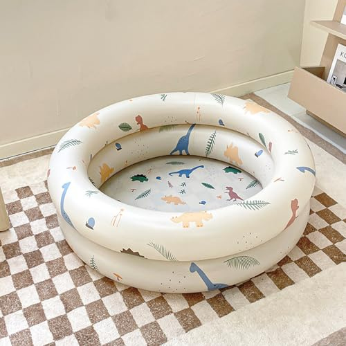 Generic Piscine Gonflable pour bébé, Jolie Piscine Gonflable Rétro pour Jeux d'eau en Famille, Mini en PVC épais pour Intérieur et Extérieur (Dinosaure Beige)