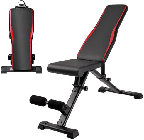 Verstellbar Hantelbank, Klappbar Trainingsbank Set für Zuhause, Bankdrücken Bank 408KG für Ganzkörper, Schrägbank Flachbank Fitnessbank für Krafttraining Heimstudio Wohnung