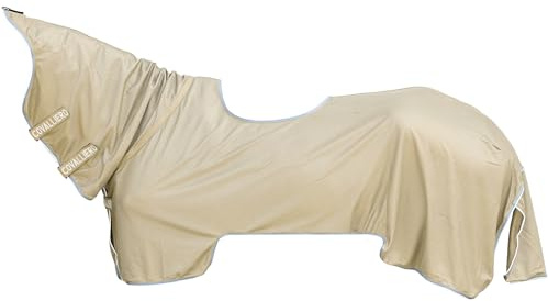 Covalliero - Ausreitdecke mit Halsteil & Klettverschluss FS26 – Pferdedecke zum vor Fliegen – Pferde Outdoordecke mit 65% UV-Schutz – Braun (Walnut) – Gr. 145cm